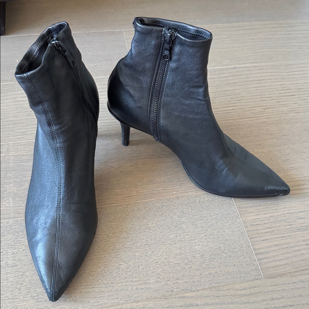 Rag & Bone | Size 38.5 | Women's Black Leather Pointed Toe Boots Booties 3" Heel